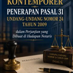 Problematika Kontemporer Penerapan Pasal 31 Undang-Undang Nomor 24 Tahun 2009 dalam Perjanjian yang Dibuat di Hadapan Notaris - A.A Leonard Kiuk, S.H.